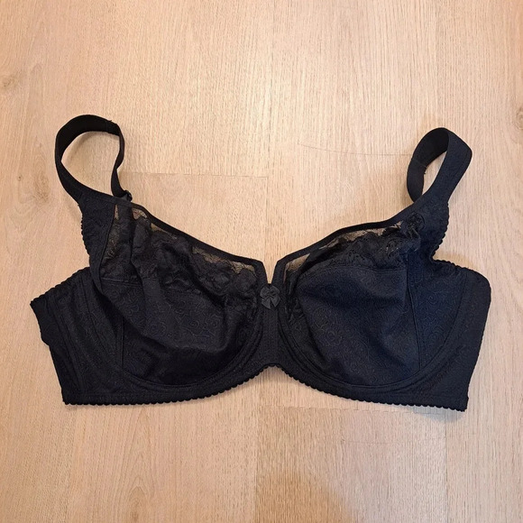 NEW Every Woman Knows Black Lacey Sexy Supportive Stretchy Cute Bra Size   46F - Picture 1 of 8